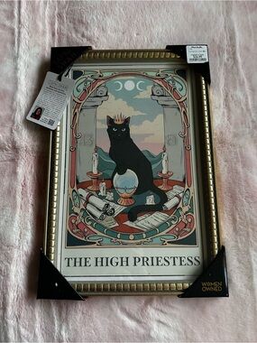 The High Priestess Framed Art Print - Black Cat Tarot - Sapna Shah